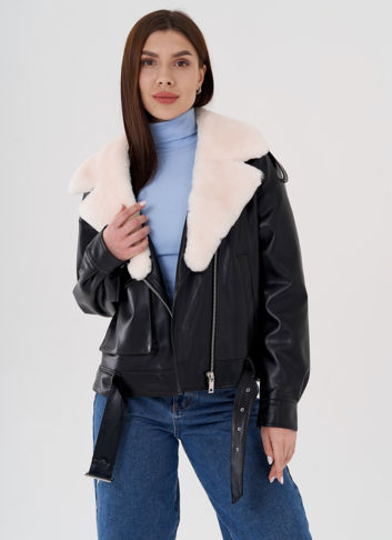 Куртка косуха на утеплении со съемным натуральным мехом