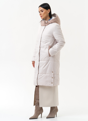 Женское утепленное полупальто с капюшоном