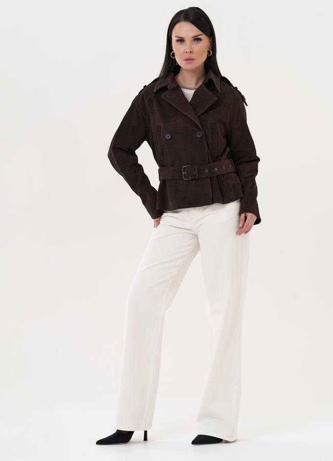 Куртка из замши с ремнем модель № 26948 в рассрочку