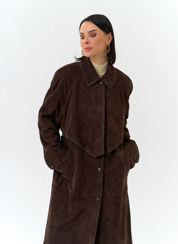 Женский плащ из натуральной замши