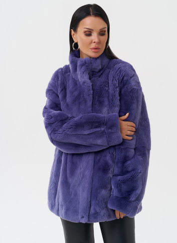 Яркая шуба из меха кролика