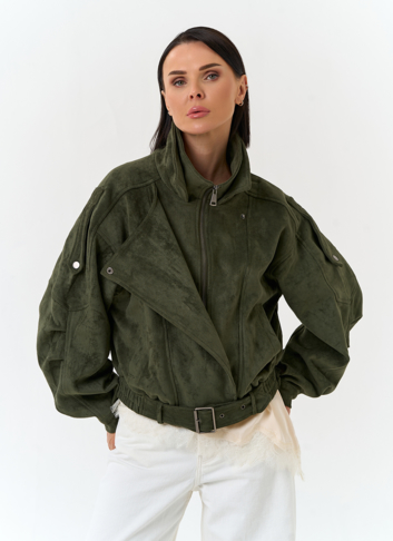 Женская куртка бомбер из эко замши Женская куртка бомбер из эко замши