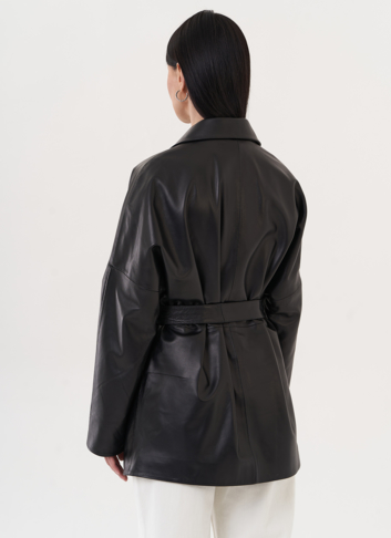 Кожаная куртка-пиджак с поясом