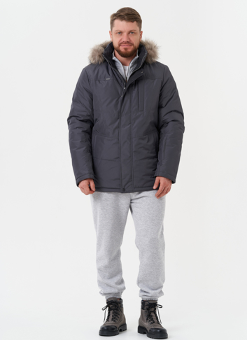 Мужская куртка с капюшоном из меха енота