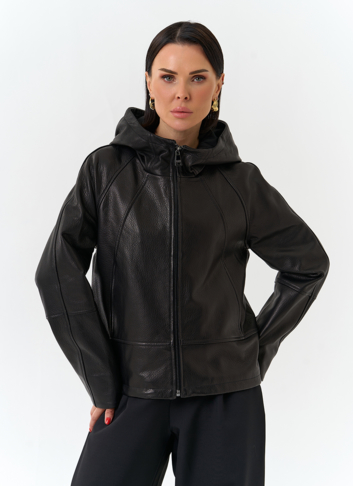 Женская куртка из натуральной кожи с капюшоном Женская куртка из натуральной кожи с капюшоном