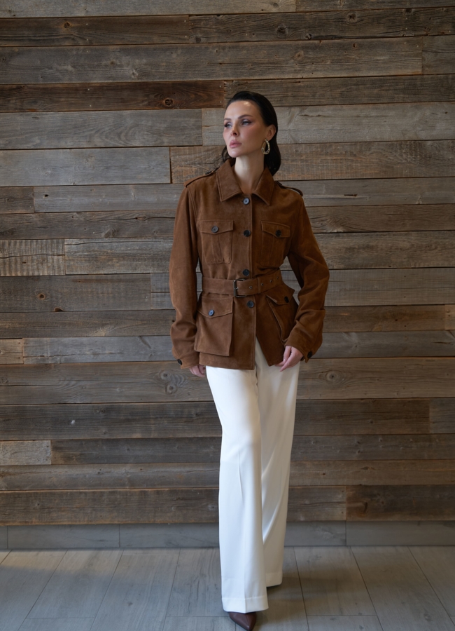 Куртка - сафари женская из натуральной замши модель № 29922 в рассрочку