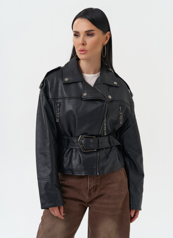 Куртка косуха из эко кожи черного цвета