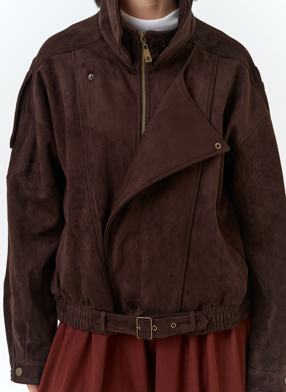 Женская куртка бомбер из эко замши