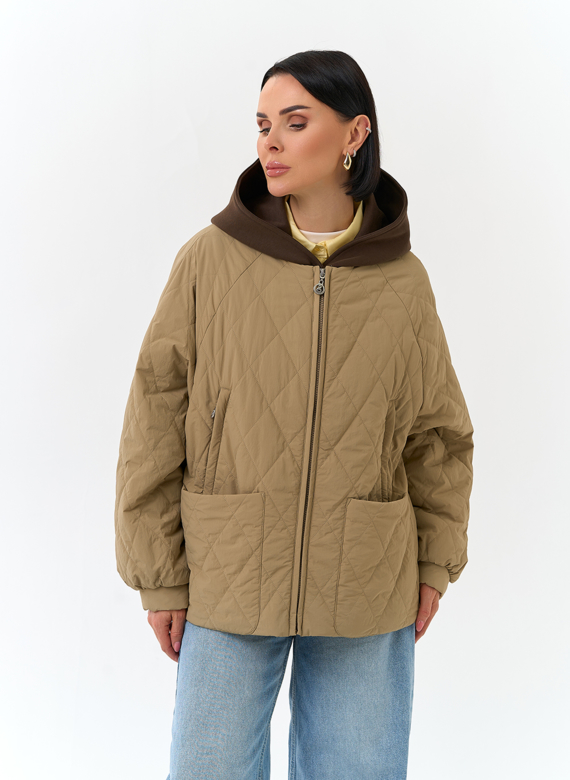 Женская куртка с трикотажным капюшоном