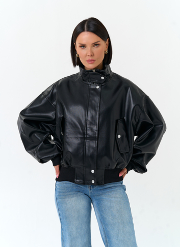 Женская куртка бомбер из эко кожи