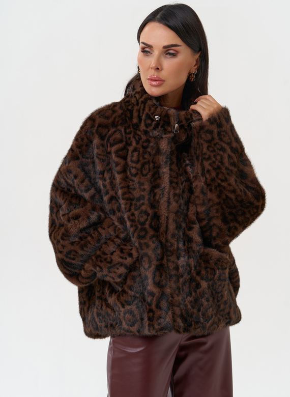 Женская куртка из эко меха с воротником 