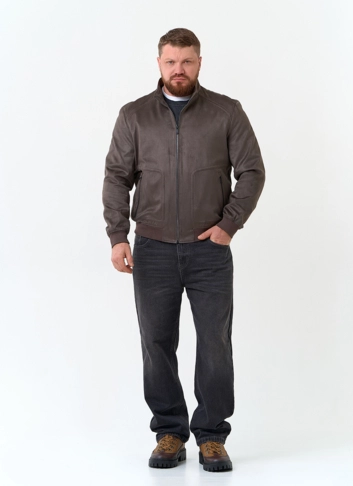 Мужская куртка бомбер из эко замши фото