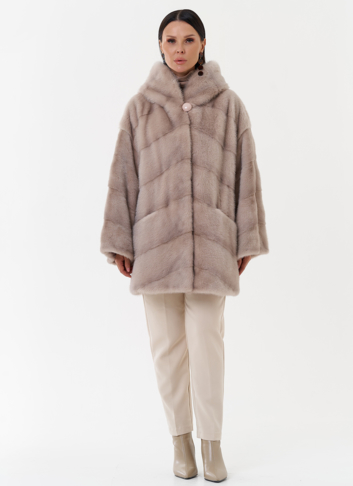 Шуба из норки с капюшоном