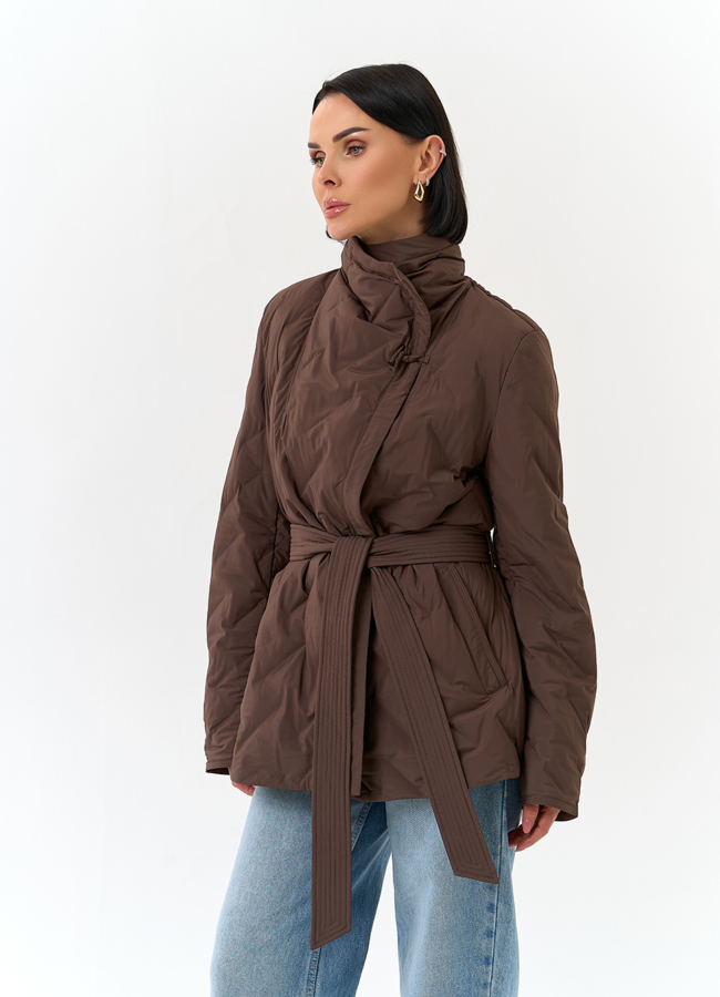 Женская куртка с поясом модель № 32833 универмаг малина