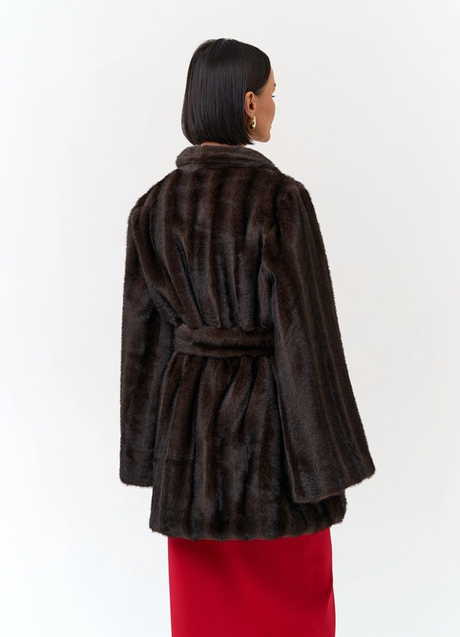 фото Женское пальто из эко меха модель № 33871 фото