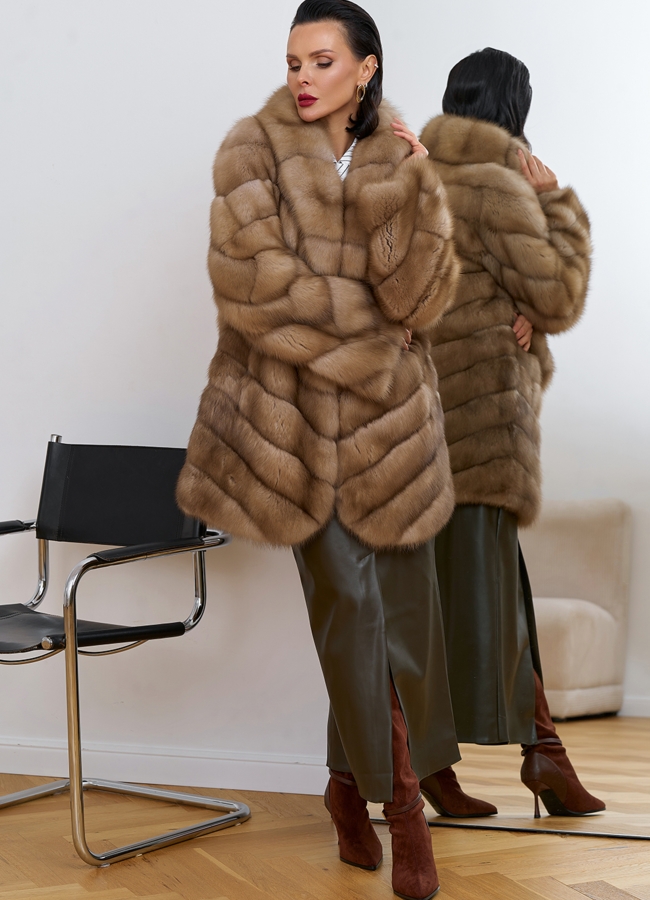 Женская шуба из куницы с воротником шаль модель № 31728 в кредит