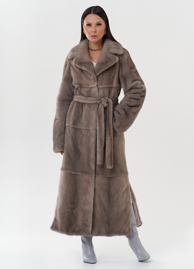 Длинная шуба из скандинавской норки модель № 28927 универмаг малина