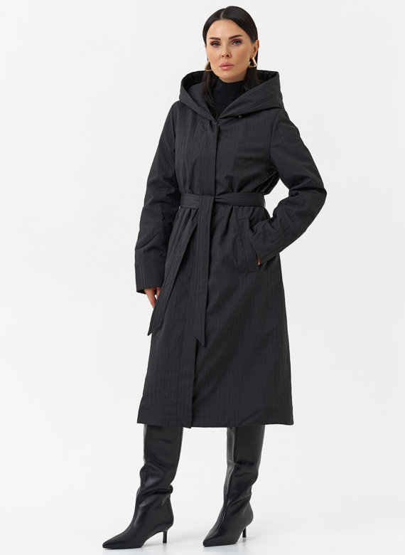 Пальто женское утепленное с эффектом жатой ткани