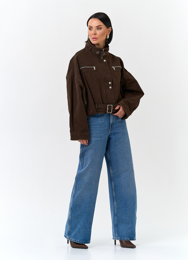 Женская короткая джинсовая куртка модель № 32825 в кредит