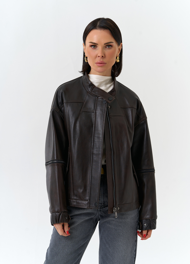 Женская куртка из натуральной кожи модель № 32675 универмаг малина