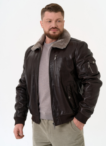 Мужская дубленка коричневого цвета