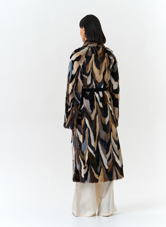 Шуба из норки в стиле пэчворк