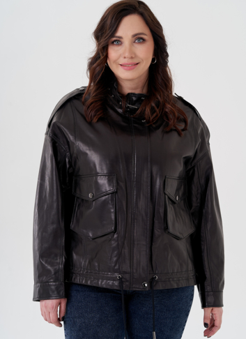 Куртка из натуральной кожи черного цвета