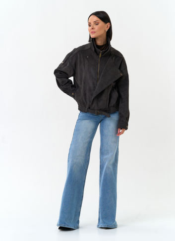 Женская куртка бомбер из эко замши