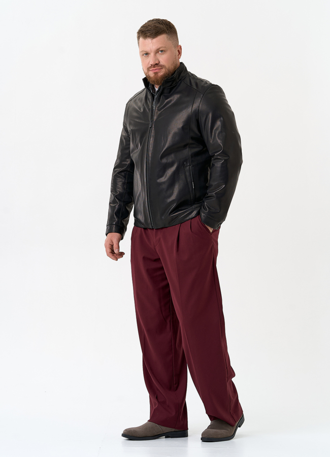 Мужская куртка из натуральной кожи черного цвета модель № 24366 в рассрочку