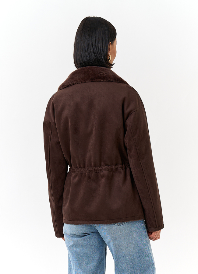 фото Женская дубленка из эко замши модель № 32792