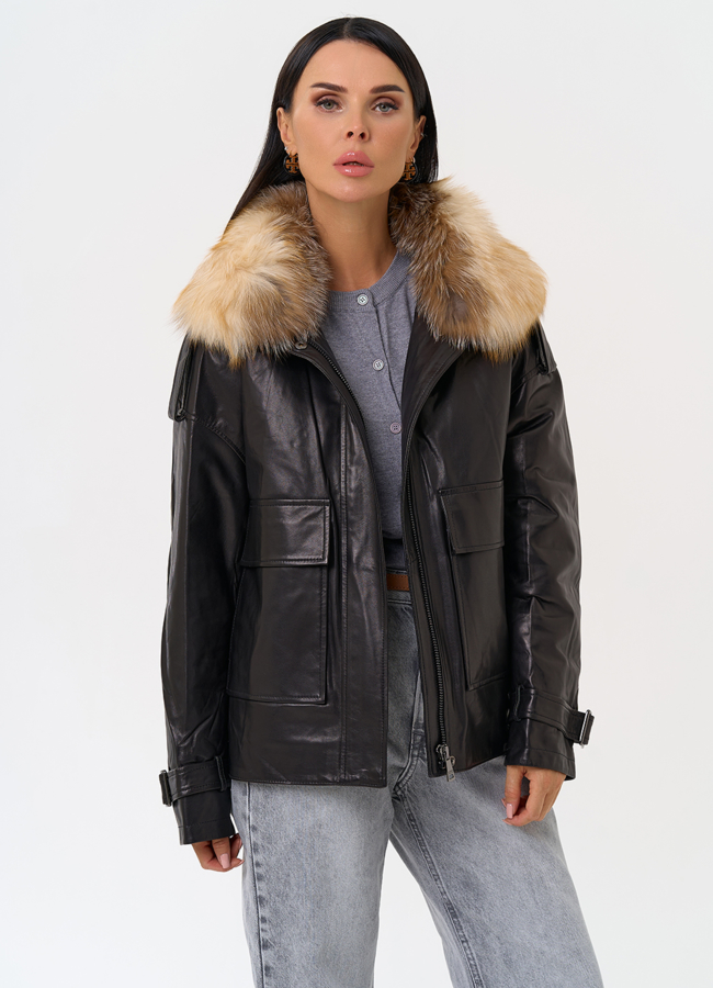 Куртка из натуральной кожи с мехом модель № 23443 универмаг малина