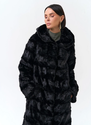 Шуба из меха норки с капюшоном