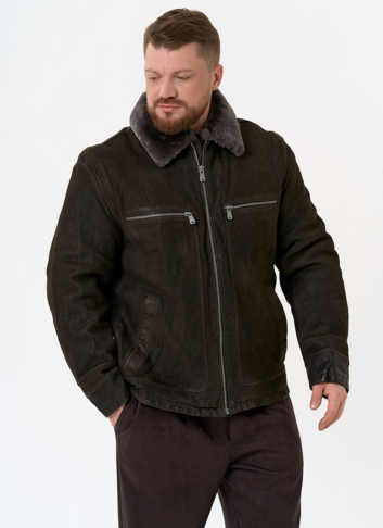 Куртка из натуральной кожи с отделкой из овчины