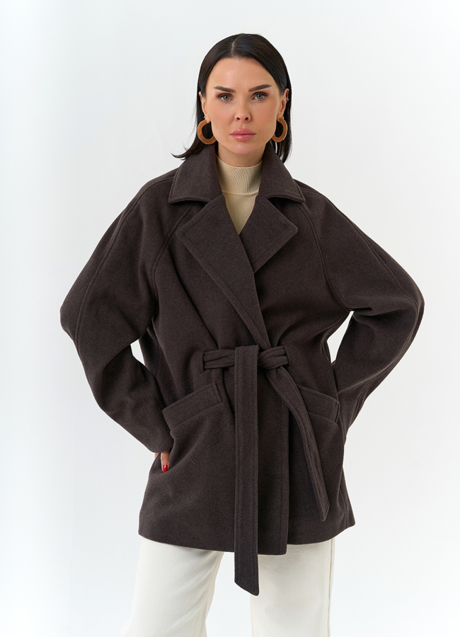 фото Женское пальто со съемный капюшоном модель № 32699