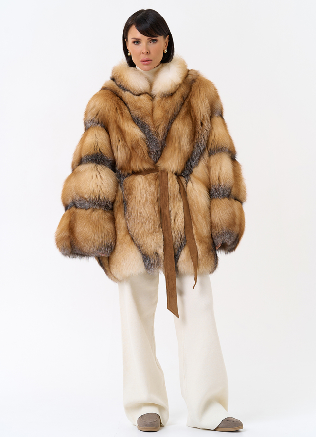 Шуба из лисы свободного кроя модель № 32013 универмаг малина