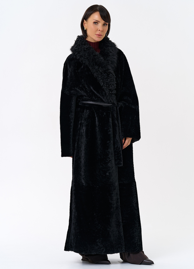 Женская натуральная дубленка с воротником шаль модель № 31852 в кредит