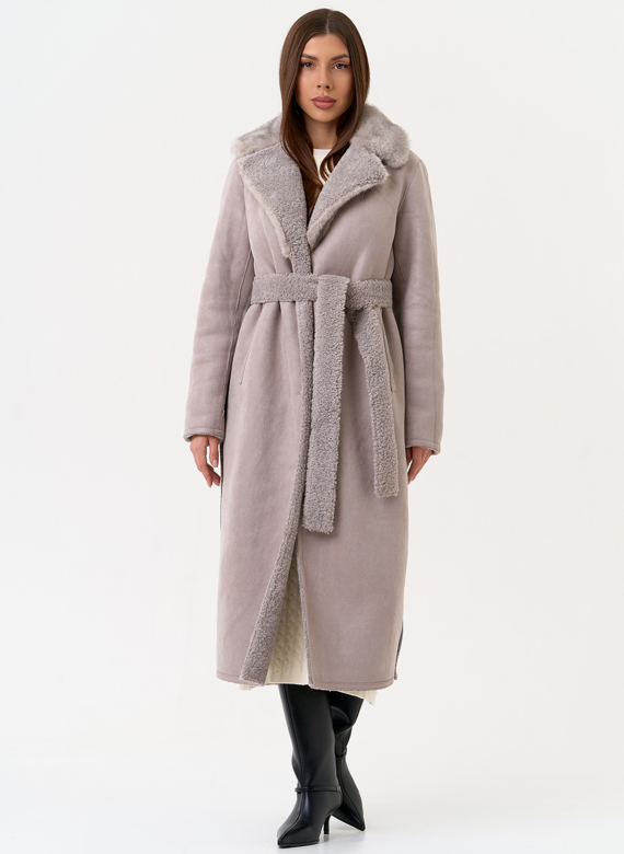 Женская двухсторонняя дубленка из эко замши