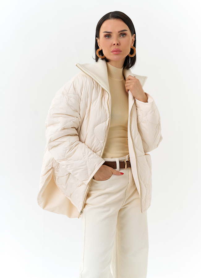 Женская двухсторонняя куртка с высоким воротником модель № 32664 универмаг малина