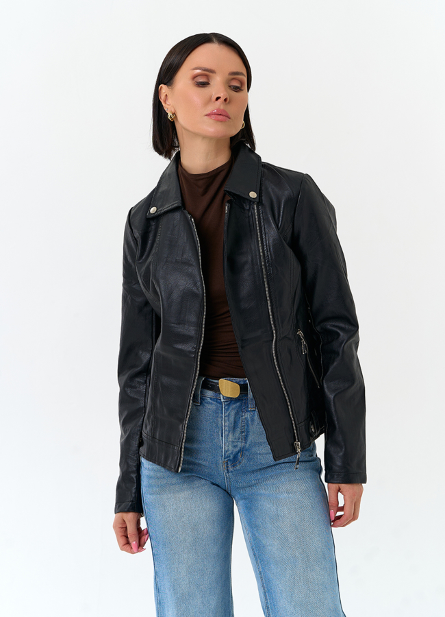 Женская куртка косуха из эко кожи модель № 33157 универмаг малина