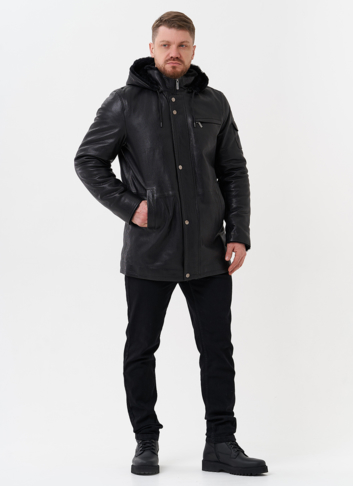 Мужская дубленка черного цвета 