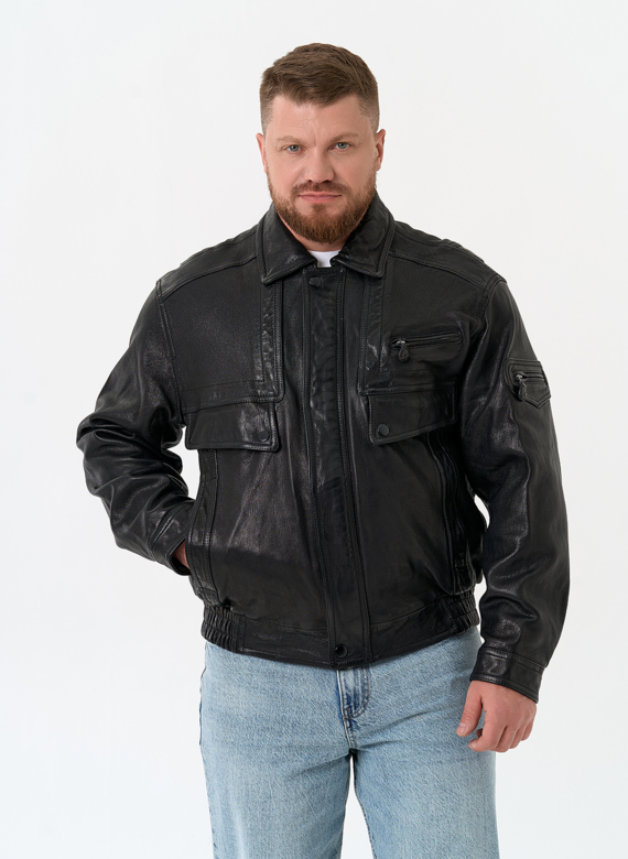 Мужская куртка бомбер из натуральной кожи