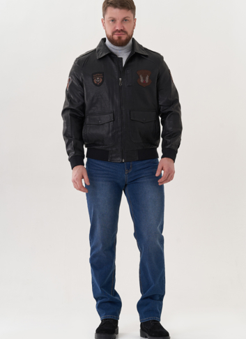 Мужская куртка из эко кожи черного цвета