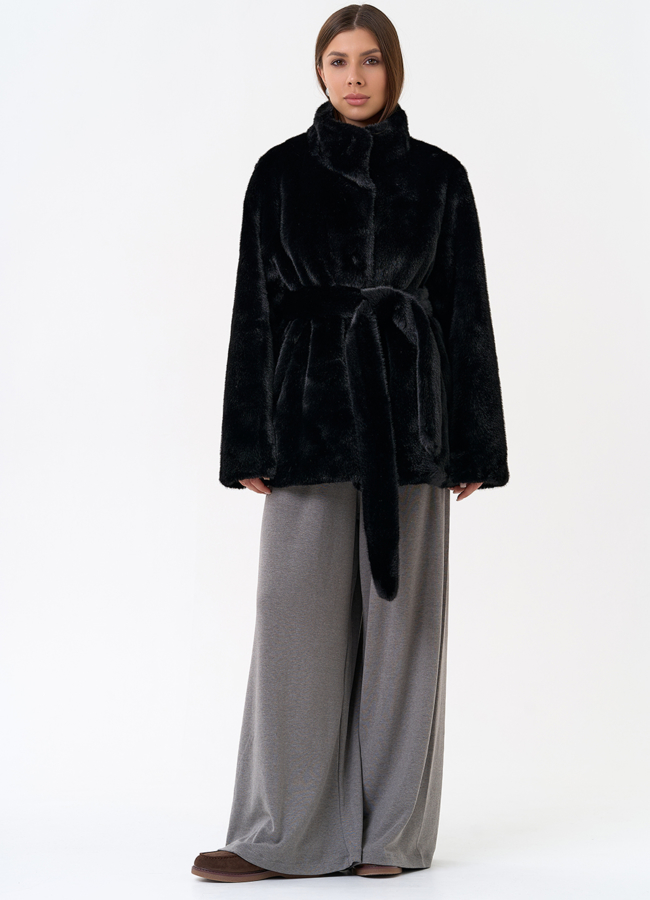 Женская шуба из эко меха в черном цвете модель № 31251 универмаг малина