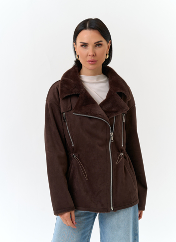 Женская дубленка из эко замши