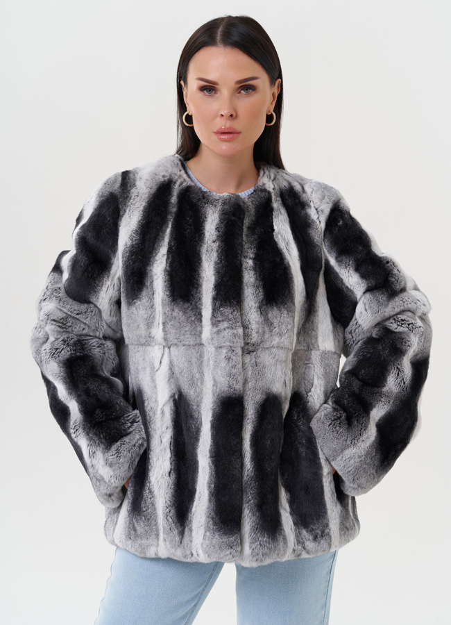 Женская шуба из меха кролика модель № 27631 универмаг малина