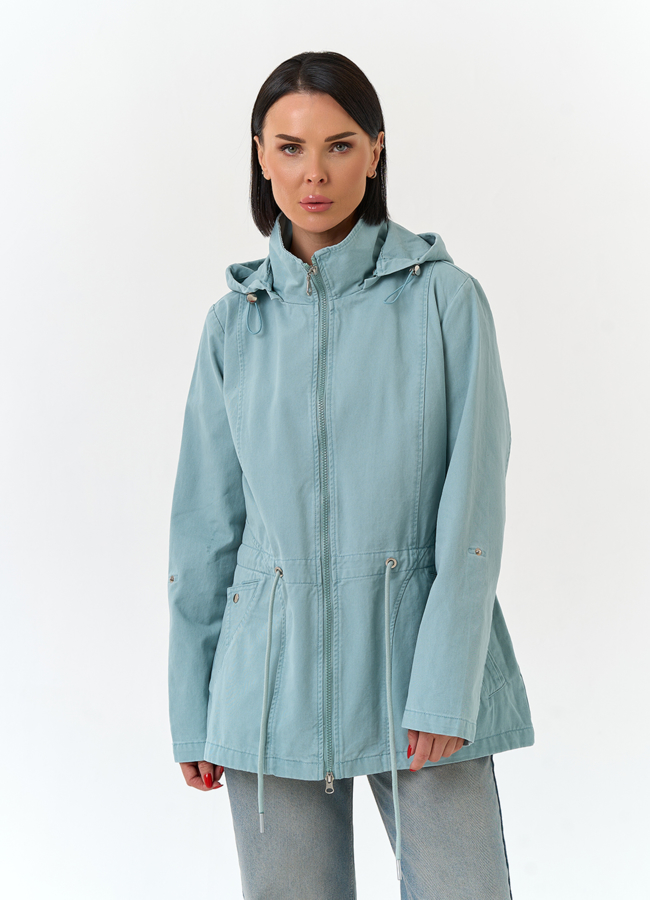 Женская ветровка с капюшоном модель № 33136 меха малина