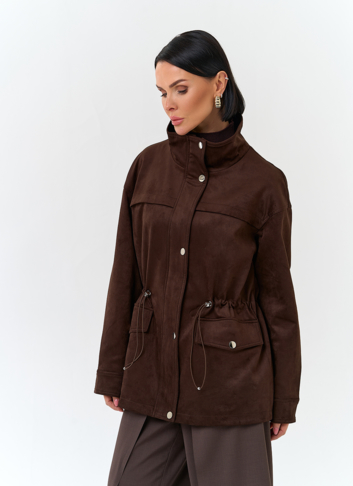 Женская куртка парка из эко замши 