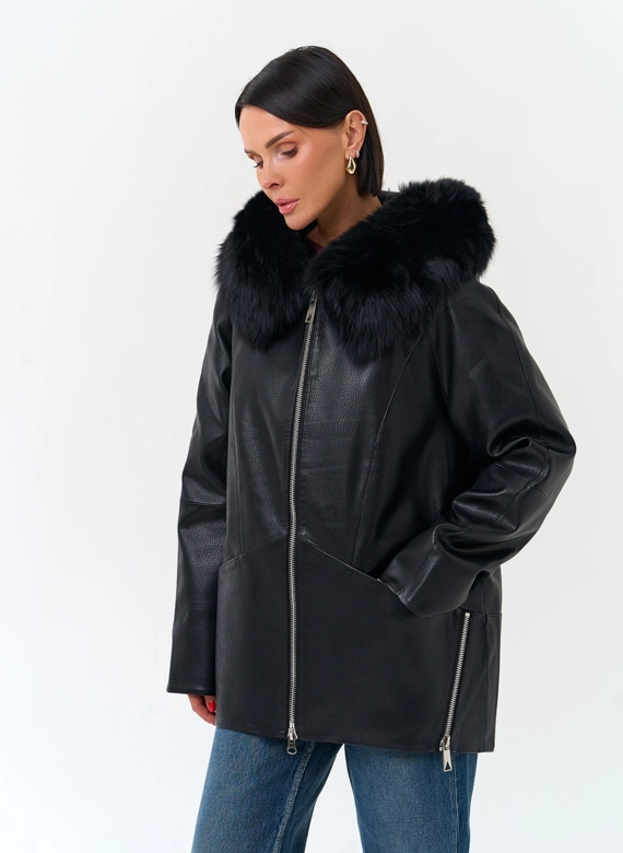 Женская утепленная куртка из эко кожи