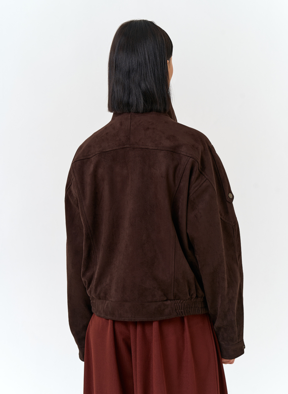 Женская куртка бомбер из эко замши