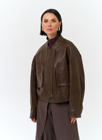 Женская куртка бомбер из натуральной кожи